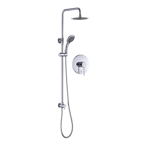 Shower Heads & Combos Wels 8" Rain Shower Head Set Rounded Dual Heads Faucet High Pressure With Mixer