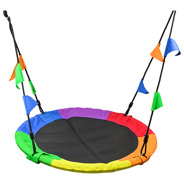 1M Tree Swing In Multi-Color Rainbow Kids Indoor/Outdoor Round Mat Saucer