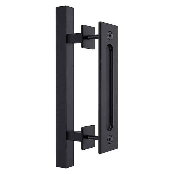 Door Knobs 12" Square Pull And Flush Door Handle Set Black Barn Hardware