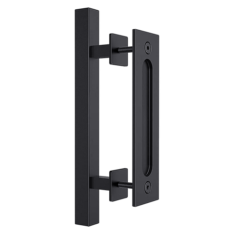 Door Knobs 12" Square Pull And Flush Door Handle Set Black Barn Hardware