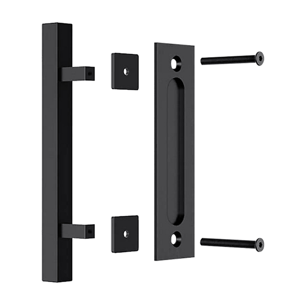 Door Knobs 12" Square Pull And Flush Door Handle Set Black Barn Hardware