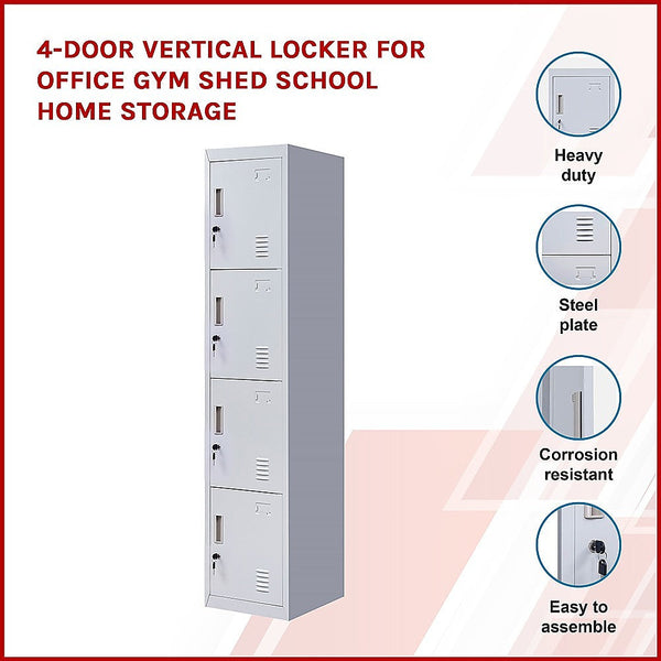 Cabinets & Cupboards 4 Door Vertical Locker For Office Gym Shed School Home Storage