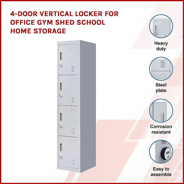 Cabinets & Cupboards 4 Door Vertical Locker For Office Gym Shed School Home Storage