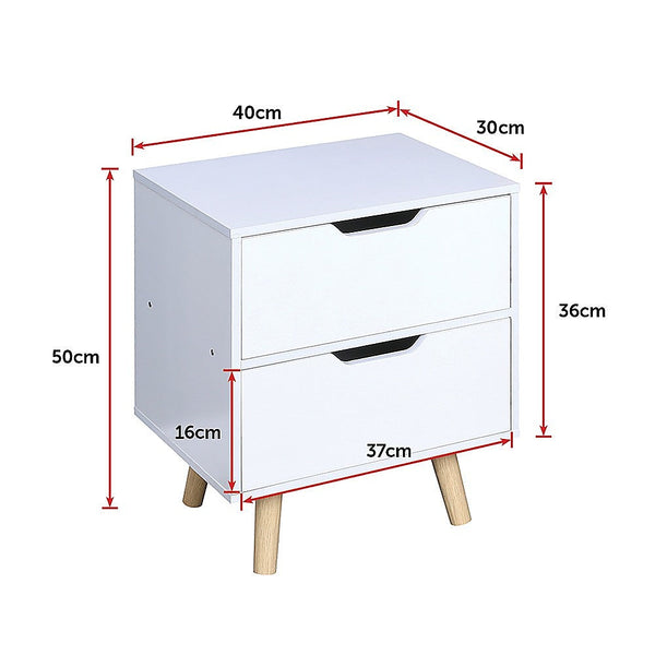 Bedside Tables Wooden Bedside Table 2 Drawers Cabinet Storage Night Stand