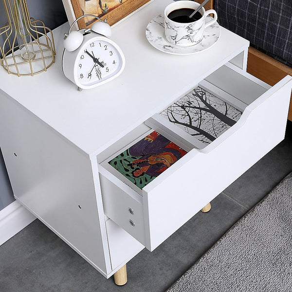 Bedside Tables Wooden Bedside Table 2 Drawers Cabinet Storage Night Stand