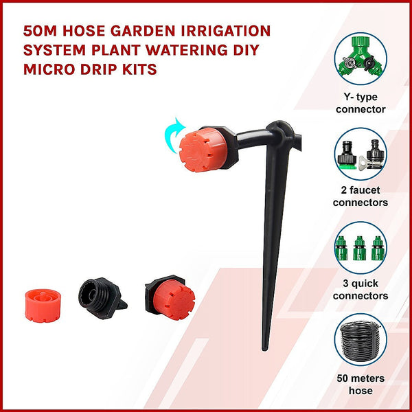 Hoses 50M Meter Hose Garden Irrigation System Plant Watering Diy Micro Drip Kits By Randy