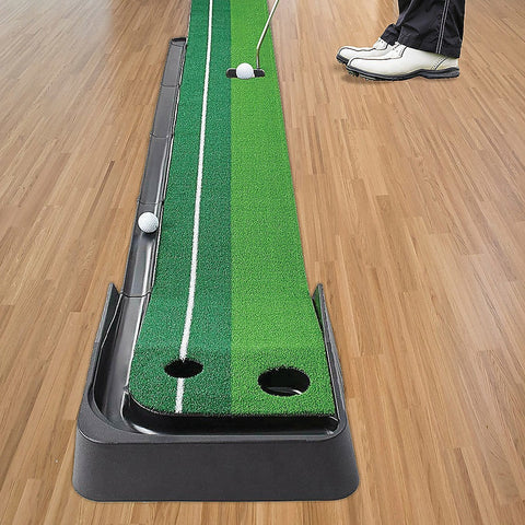 Indoor Practice Putting Green 2.5M Mat Inclined Ball Return Fake Grass Holes