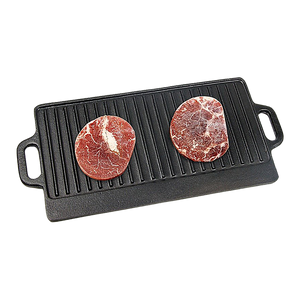 Grills & Griddles 46X22 Cm Cast Iron Reversible Griddle Plate Bbq Hob Cooking Grill Pan