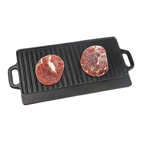 Grills & Griddles 46X22 Cm Cast Iron Reversible Griddle Plate Bbq Hob Cooking Grill Pan