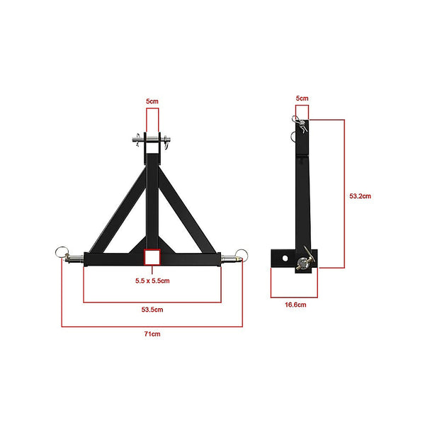 Tow Balls Heavy Duty Steel 3 Point 2" Trailer Hitch Receiver Tow Drawbar For Cat 1 Tractor