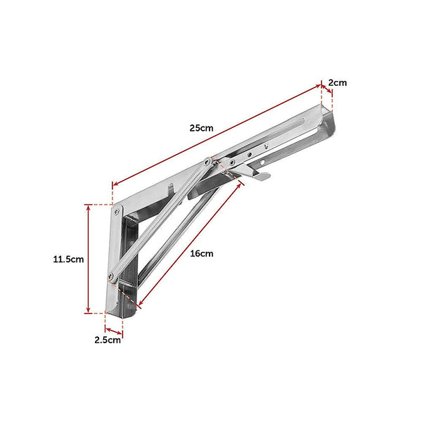 Braces & Brackets 2X 10" Stainless Steel Folding Table Bracket Shelf Bench 50Kg Load Heavy Duty