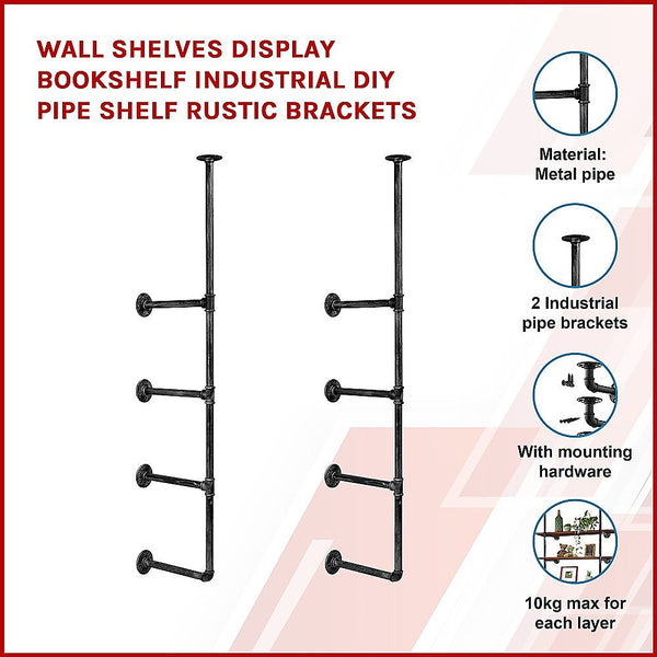 Bookshelves Wall Shelves Display Bookshelf Industrial Diy Pipe Shelf Rustic Brackets