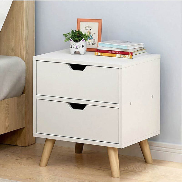 Bedside Tables White Wood Drawers Side Nightstand Storage Cabinet Mdf 40 Inch