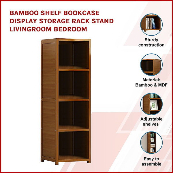 Bookshelves Bamboo Shelf Bookcase Display Storage Rack Stand Livingroom Bedroom