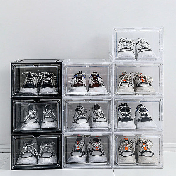 Shoe Organisers Sneaker Display Case Shoe Storage Organizer Box Stackable Plastic Clear Magnetic