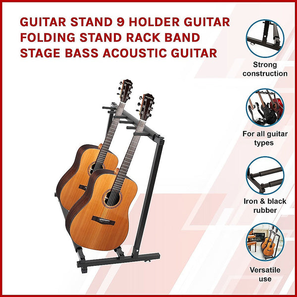 Guitar Accessories Guitar Stand 9 Holder Folding Rack Band Stage Bass Acoustic