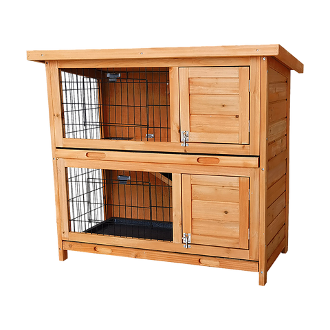 Small Animal Cages & Hutches Large Rabbit Hutch With Base Chicken Coop 2 Storey Guinea Pig Pet Cage House