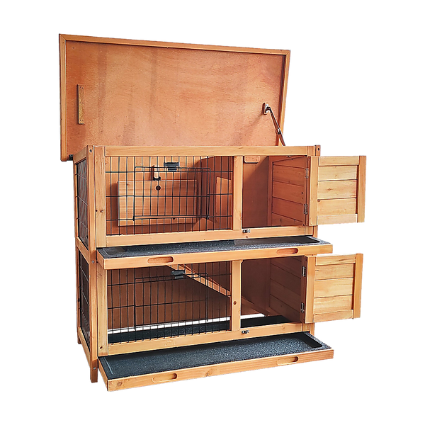 Small Animal Cages & Hutches Large Rabbit Hutch With Base Chicken Coop 2 Storey Guinea Pig Pet Cage House