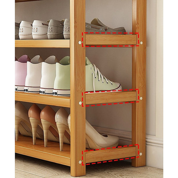 Shoe Racks 6 Layers Natural Wood Bamboo Shelf Entryway Storage Shoe Rack Home Furniture