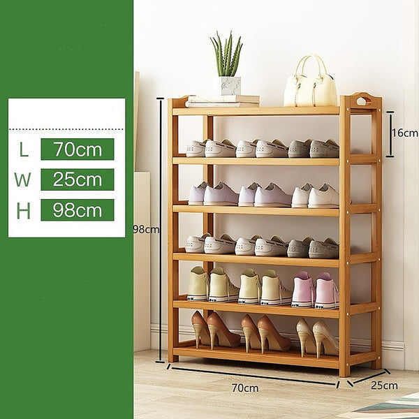 Shoe Racks 6 Layers Natural Wood Bamboo Shelf Entryway Storage Shoe Rack Home Furniture