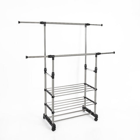 Garment Racks Heavy Duty Commercial Garment Rack Double Bar Rolling Collapsible Clothing Shelf