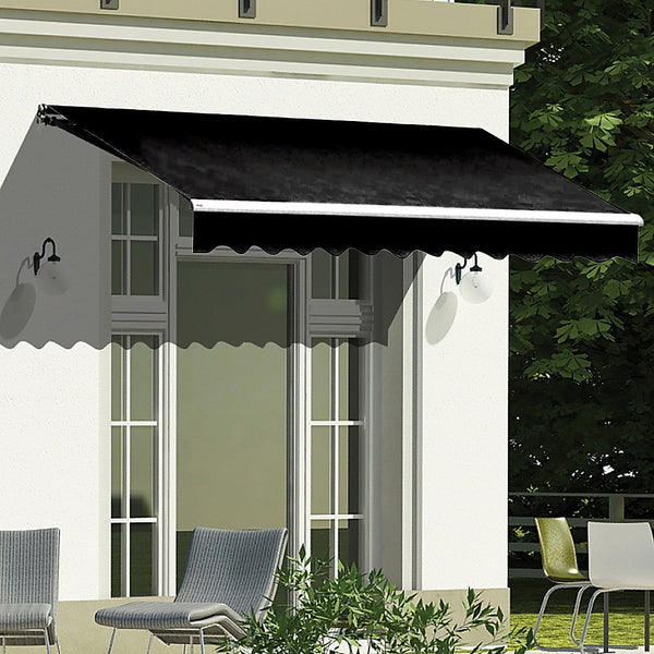 Awning & Canopy Parts Outdoor Folding Arm Awning Retractable Sunshade Canopy Black 3.0M X 2.5M