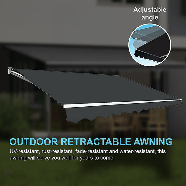 Awning & Canopy Parts Outdoor Folding Arm Awning Retractable Sunshade Canopy Grey 4.0M X 3.0M