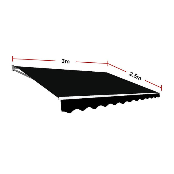 Awning & Canopy Parts Motorised Outdoor Folding Arm Awning Retractable Sunshade Canopy Black 3.0M X 2.5M