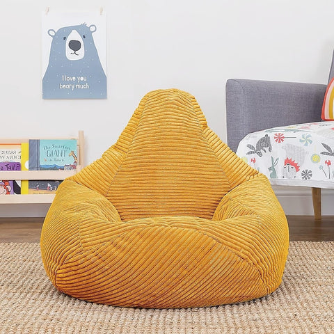 Jumbo Cord Beanbag Chair Cover Unfilled Large Bag - Mustard