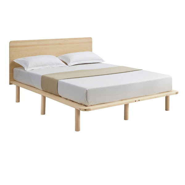 Headboards & Footboards Natural Solid Wood Bed Frame Base With Headboard Double