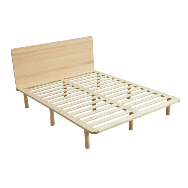 Headboards & Footboards Natural Solid Wood Bed Frame Base With Headboard Double