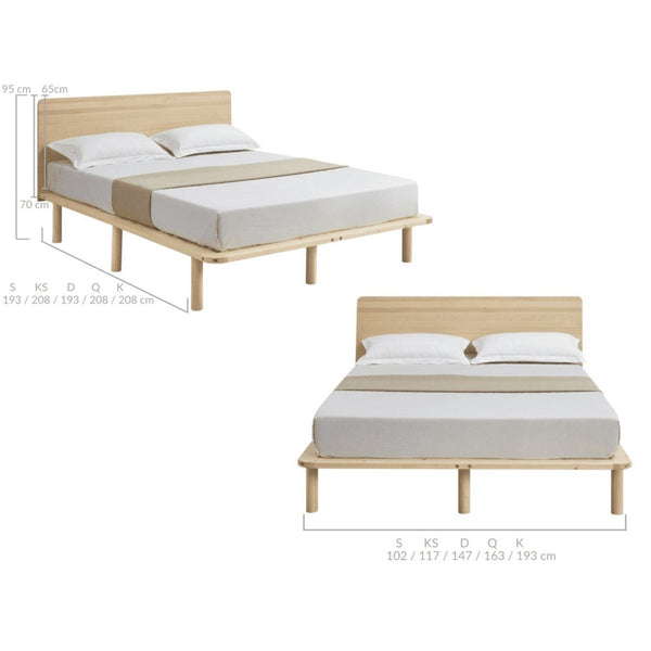 Headboards & Footboards Natural Solid Wood Bed Frame Base With Headboard Double