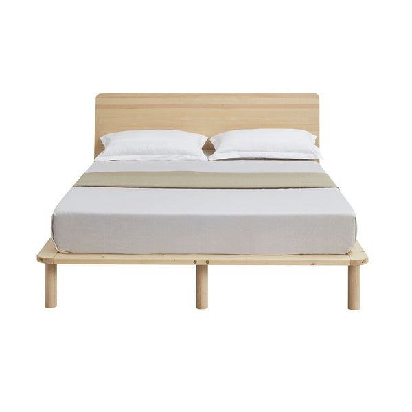 Headboards & Footboards Natural Solid Wood Bed Frame Base With Headboard King