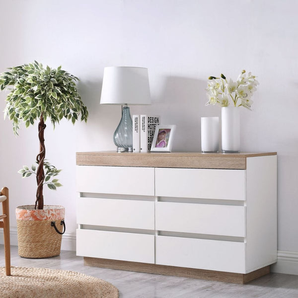 Dressers & Chests of Drawers Ashley Coastal White Wooden Chest Of 6 Drawers