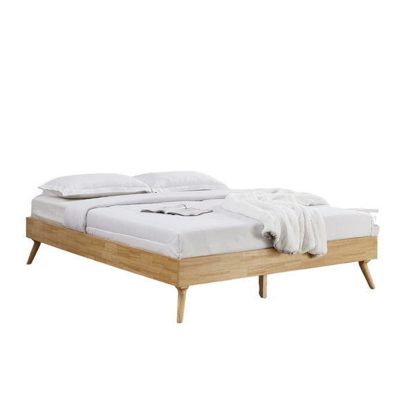 Queen Bed Frames Natural Oak Ensemble Bed Frame Wooden Slat Queen