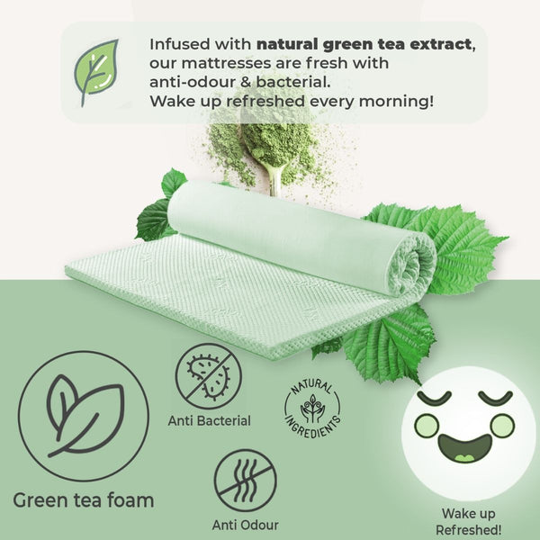 Mattresses Green Tea Cool Gel Memory Foam Mattress 36Cm 5 Zone Double