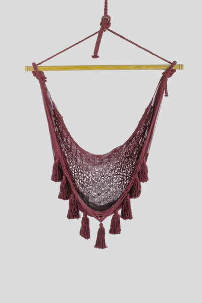 Hammocks Deluxe Extra Large Mexican Hammock Chair In Outdoor Cotton Colour Maroon