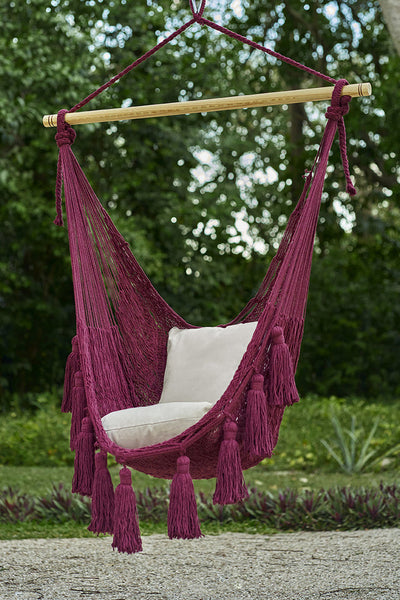 Hammocks Deluxe Extra Large Mexican Hammock Chair In Outdoor Cotton Colour Maroon