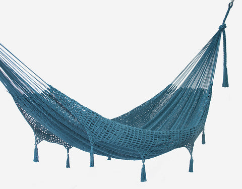 Mayan Legacy Outdoor Undercover Cotton Hammock With Hand Crocheted Tassels King Size Bondi