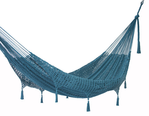 Mayan Legacy Outdoor Undercover Cotton Hammock With Hand Crocheted Tassels Queen Size Bondi