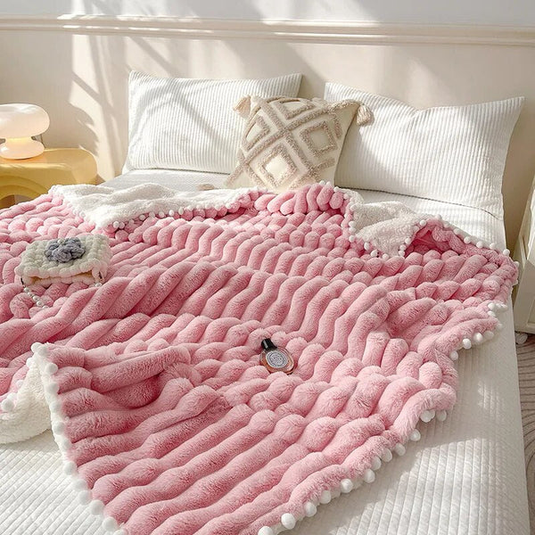 Blankets Deep Pink Tuscan Faux Rabbit Fur Weighted Blanket 200X230cm For Autumn Winter