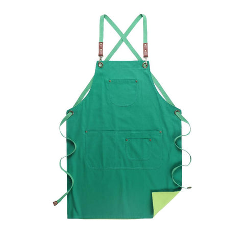 Aprons Kitchen Apron Double Green Solid Cooking For Men And Women Chef Waiter Hairdresser