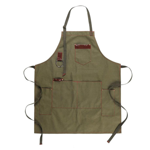 Aprons Kitchen Apron Green Sturdy Canvas Adjustable Design With Large Pockets Unisex