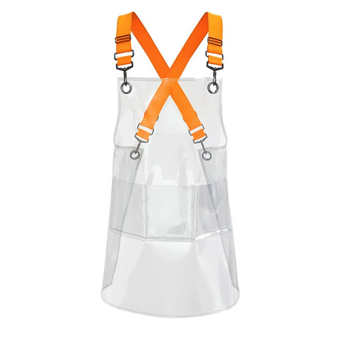 Aprons Kitchen Apron Waterproof Tpu With Orange Ribbon For Barber And Painting Work