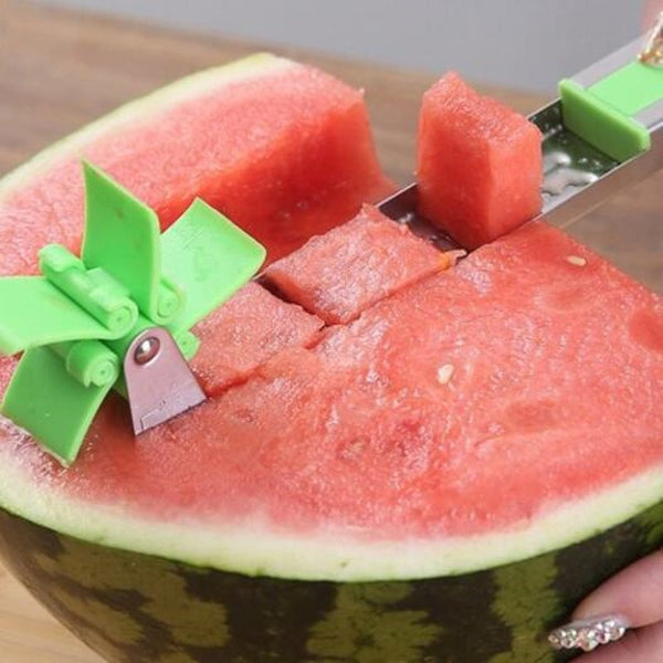 Watermelon Cutter Windmill Shape Plastic Slicer Green