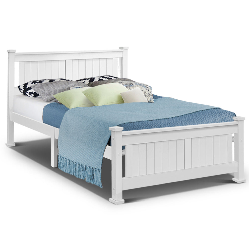 Double Bed Frames Artiss Double Size Wooden Bed Frame White