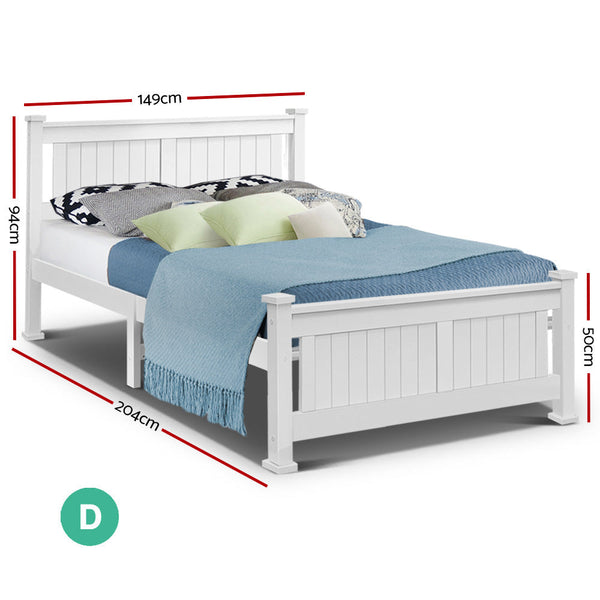 Double Bed Frames Artiss Double Size Wooden Bed Frame White