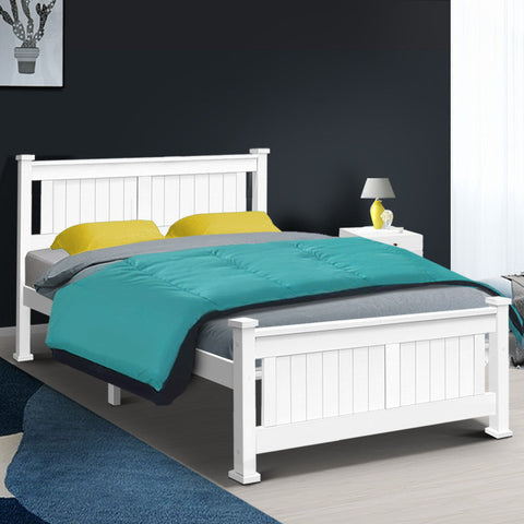 Artiss Double Size Wooden Bed Frame - White