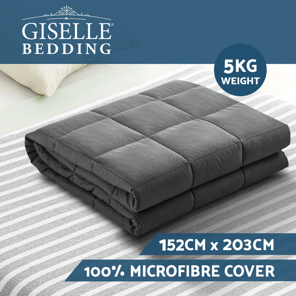 Weighted Blanket Adult 5Kg Heavy Gravity Blankets Microfibre Cover Calming Relax Anxiety Relief Grey