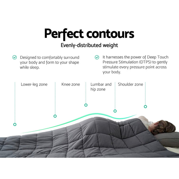 Weighted Blanket Adult 5Kg Heavy Gravity Blankets Microfibre Cover Calming Relax Anxiety Relief Grey